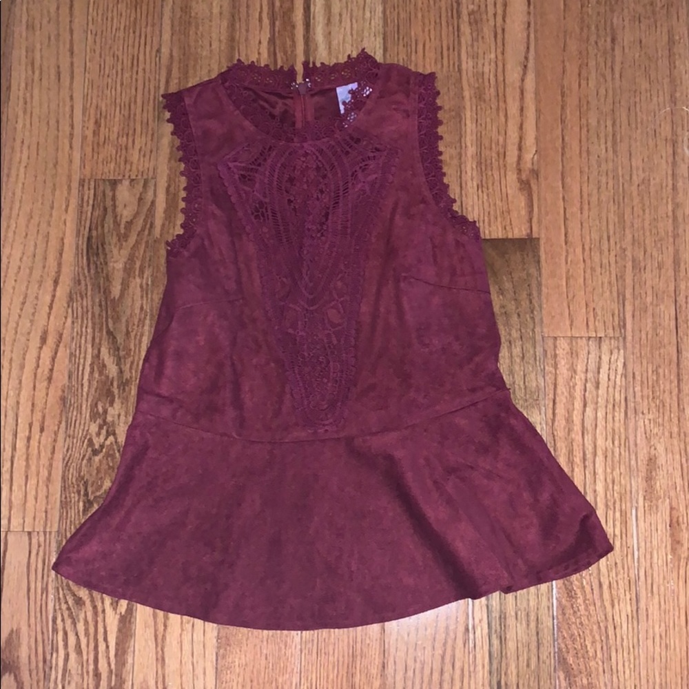 velvet and lace peplum top
